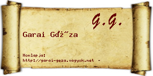 Garai Géza névjegykártya