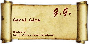 Garai Géza névjegykártya